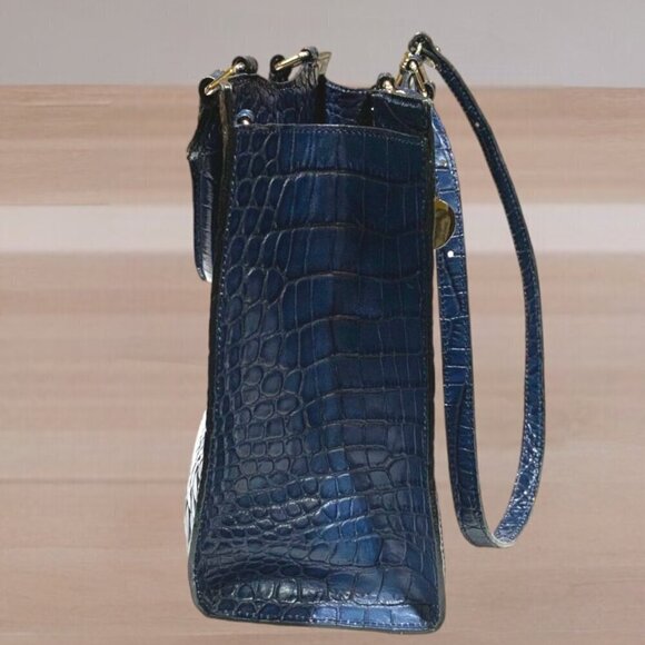 Dooney & Bourke Marine Blue Croc Embossed Leather Satchel - Picture 8 of 16